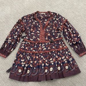 Ulla Johnson blue and orange floral print mini dress